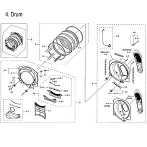 Drum Diagram and Parts List for DVG45M5500P A3-0000 Samsung Dryer