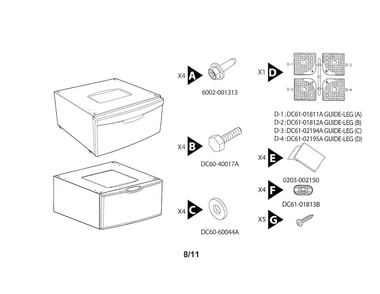 Cabinet Parts Diagram and Parts List for WE357A7G XAA Samsung Laundry Accessories