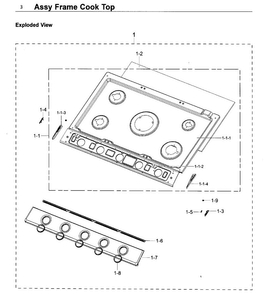 Part Location Diagram of DG94-01536B Samsung Frame Assembly