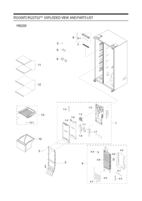 Freezer Parts Diagram and Parts List for RS22T5201SG AA-00 Samsung Refrigerator