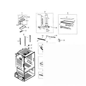 Refrigerator Diagram and Parts List for RF221NCTAWW AA-01 Samsung Refrigerator