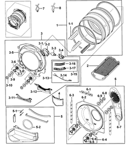 Drum Assy Diagram and Parts List for DV219AGB XAA-0000 Samsung Dryer