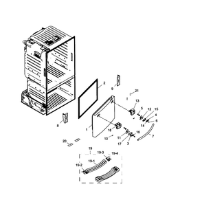 Freezer Door Diagram and Parts List for RF260BEAESP AA-01 Samsung Refrigerator