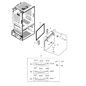 Door-Freezer Diagram and Parts List for RF263TEAEWW AA-01 Samsung Refrigerator
