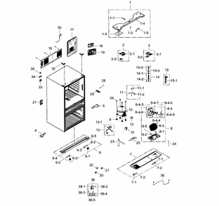 Cabinet Diagram and Parts List for RF31FMEDBSR AA-0003 Samsung Refrigerator