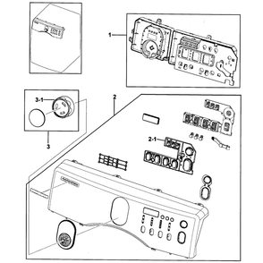 Control Panel Diagram and Parts List for DV218AGW XAA-0000 Samsung Dryer