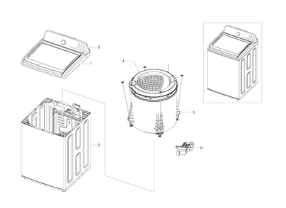 Main Assy Diagram and Parts List for WA456DRHDWR AA-0004 Samsung Washer