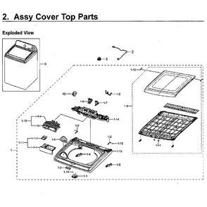 Cover Top Diagram and Parts List for WA40J3000AW AA-12 Samsung Washer