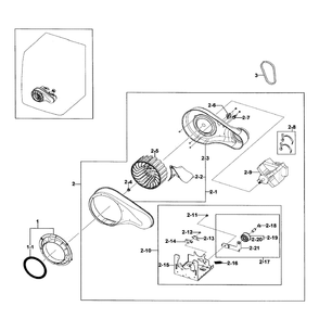 Motor Assembly Diagram and Parts List for DV511AGW XAA-02 Samsung Dryer