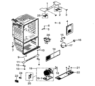 Cabinet Diagram and Parts List for RFG29PHDWP XAA Samsung Refrigerator