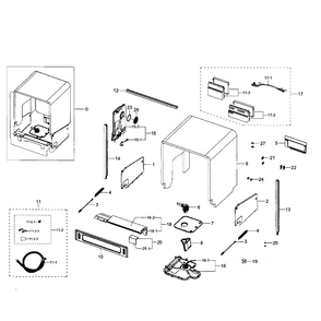Cabinet Diagram and Parts List for DW80J7550UW AA-01 Samsung Dishwasher