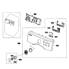 Control Panel Diagram and Parts List for DV365ETBGWR A3-0001 Samsung Dryer