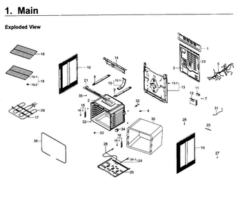 Main Asy Diagram and Parts List for NE59K3310SB AA-0000 Samsung Range