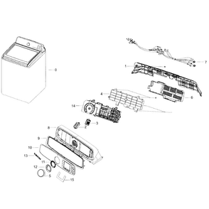 Control Panel Diagram and Parts List for WA50F9A7DSW A2-0001 Samsung Washer