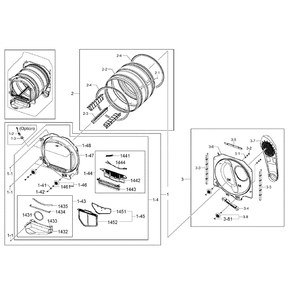 Drum Diagram and Parts List for DV422EWHDWR AA-0000 Samsung Dryer