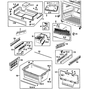 Freezer Diagram and Parts List for RFG293HAWP XAA-0000 Samsung Refrigerator