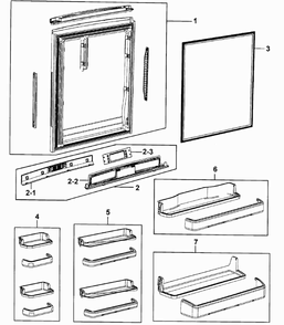 Refrig Door Diagram and Parts List for RB217ABRS XAA-0000 Samsung Refrigerator