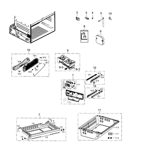 Freezer Diagram and Parts List for RF260BEAESR AA-01 Samsung Refrigerator