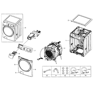 Main Assy Diagram and Parts List for WF455ARGSGR AA-0000 Samsung Washer