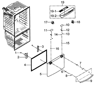 Freezer Door Diagram and Parts List for RFG29PHDWP XAA Samsung Refrigerator