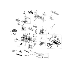 Main Assembly Diagram and Parts List for ME21H9900AS AA-01 Samsung Microwave