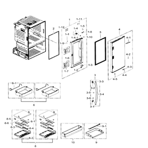 Door Right Diagram and Parts List for RF30HDEDTSR AA-05 Samsung Refrigerator