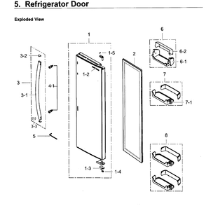 Fridge Door Diagram and Parts List for RS25H5121SR AA-01 Samsung Refrigerator