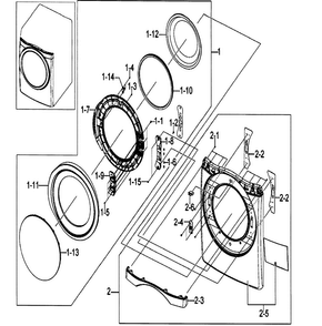 Door Assy Diagram and Parts List for DV511AGR XAA-0003 Samsung Dryer