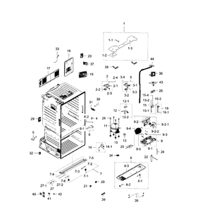 Cabinet Diagram and Parts List for RF28HFEDBBC (AA)(0009) Samsung Refrigerator