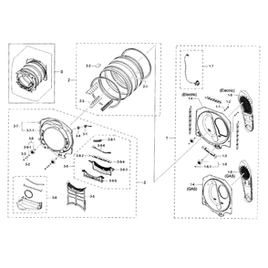 Drum Diagram and Parts List for DV42H5200GW A3-0000 Samsung Dryer
