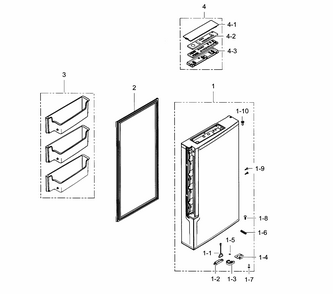 Freezer Door R Diagram and Parts List for RF24J9960S4 AA-0001 Samsung Refrigerator