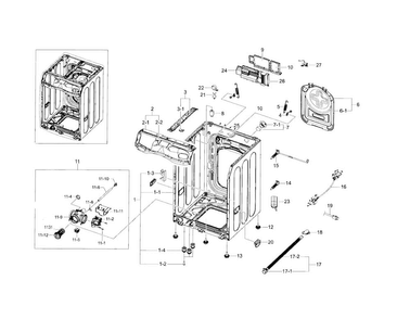 Frame & Cover Parts Diagram and Parts List for WF42H5200AF A2-0000 Samsung Washer