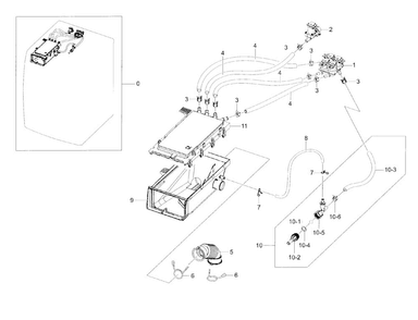 Housing Drawer Diagram and Parts List for WF42H5600AP A2-0000 Samsung Washer