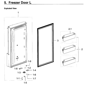 Freezer Door L Diagram and Parts List for RF22K9581SG AA-0001 Samsung Refrigerator