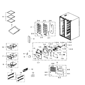 Fridge Diagram and Parts List for RS25H5111SR AA-01 Samsung Refrigerator