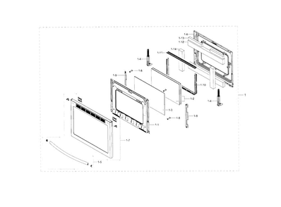 Door Diagram and Parts List for NE58F9500SS AA-0001 Samsung Range