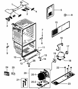 Cabinet Assy Diagram and Parts List for RFG298HDBP XAA-0000 Samsung Refrigerator