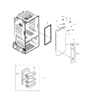 Right Door Diagram and Parts List for RF221NCTASR AA-0001 Samsung Refrigerator