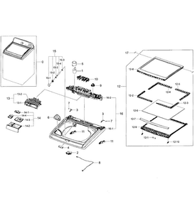 Top Cover Assy Diagram and Parts List for WA422PRHDWR AA-0000 Samsung Washer