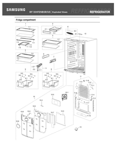 Refrigerator Compartment Diagram and Parts List for RF18HFENBSR US-53 Samsung Refrigerator