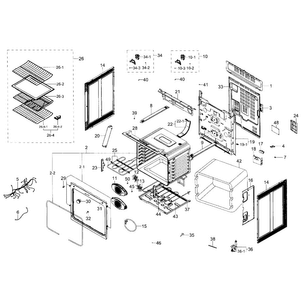 Main Section Diagram and Parts List for NE59J7750WS AA-0001 Samsung Range