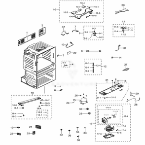 Cabinet 1 Diagram and Parts List for RF28JBEDBSG (AA)(0013) Samsung Refrigerator