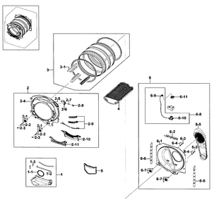 Drum Assy Diagram and Parts List for DV409AER XAA-0001 Samsung Dryer