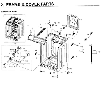 Frame & Cover Parts Diagram and Parts List for WF219ANW XAA-0001 Samsung Washer