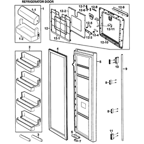 Right Door Diagram and Parts List for RH269LBSH XAA-0000 Samsung Refrigerator