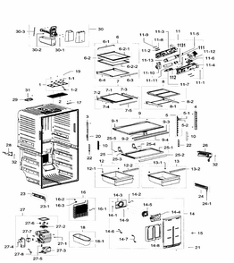 Fridge Diagram and Parts List for RF32FMQDBSR AA-0006 Samsung Refrigerator