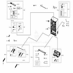 Cabinet 1 Diagram and Parts List for RF28NHEDBSR (AA)(0001) Samsung Refrigerator