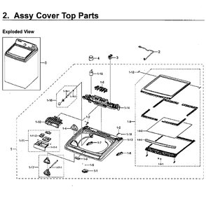 Top Assembly Diagram and Parts List for WA50M7450AP A4-00 Samsung Washer