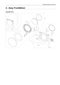 Front And Door Parts Diagram and Parts List for DVE45R6100P A3-00 Samsung Dryer