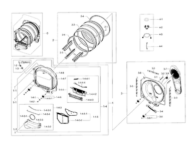 Drum Diagram and Parts List for DV48H7400EP A2-0000 Samsung Dryer